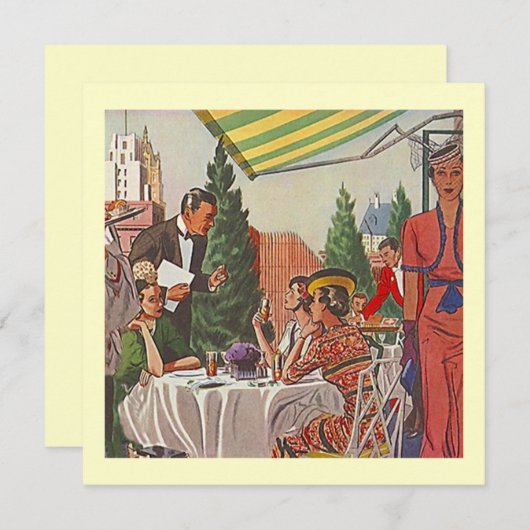 Invitations à déjeuner Retro Do Lady Friends (Devant / Derrière)