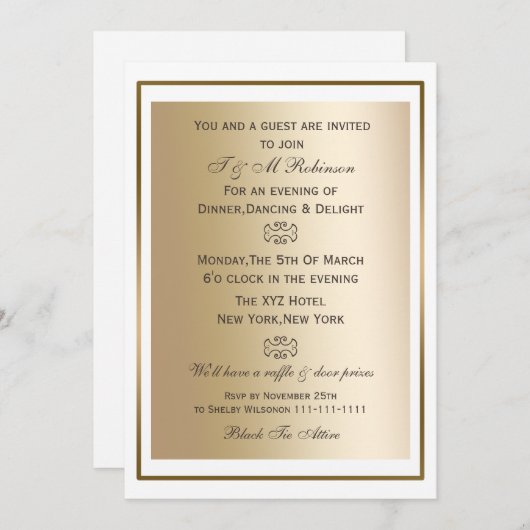 invitations à des événements d'entreprise en or bl (Devant / Derrière)