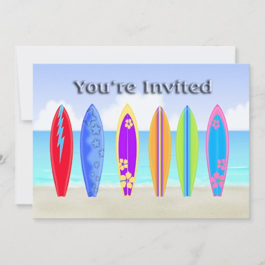 Invitations à des fêtes de plage de Surfboards (Devant)