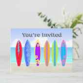 Invitations à des fêtes de plage de Surfboards (Debout devant)