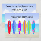 Invitations à des fêtes de plage de Surfboards (Devant / Derrière)