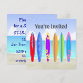 Invitations à des fêtes de plage de Surfboards (Devant / Derrière)
