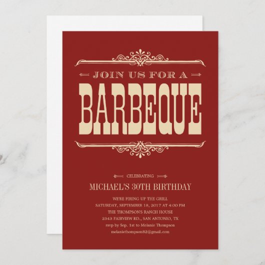 Invitations à des soirées barbecues polyvalentes (Devant / Derrière)