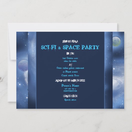 Invitations à des soirées thématiques spatiales - (Dos)