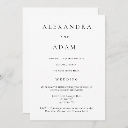 Invitations à dîner simples et élégantes (Devant / Derrière)