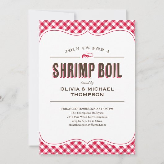 Invitations à ébullition de crevettes (Devant)