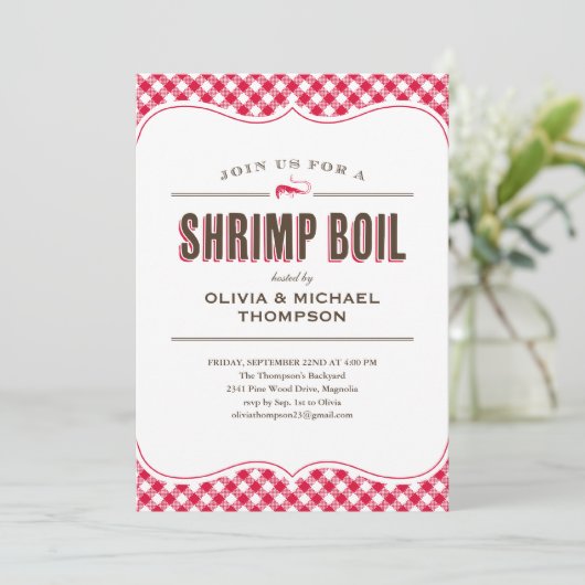 Invitations à ébullition de crevettes (Debout devant)