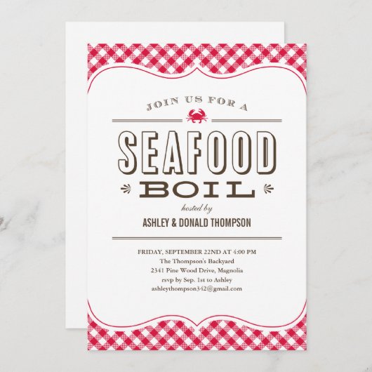 Invitations à ébullition des fruits de mer (Devant / Derrière)