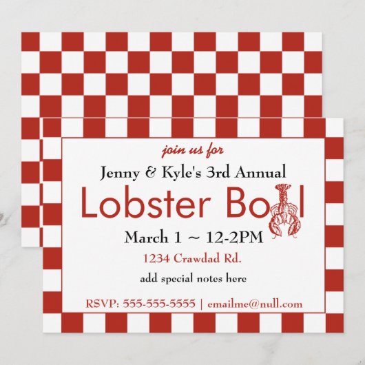 Invitations à ébullition du homard (Devant / Derrière)