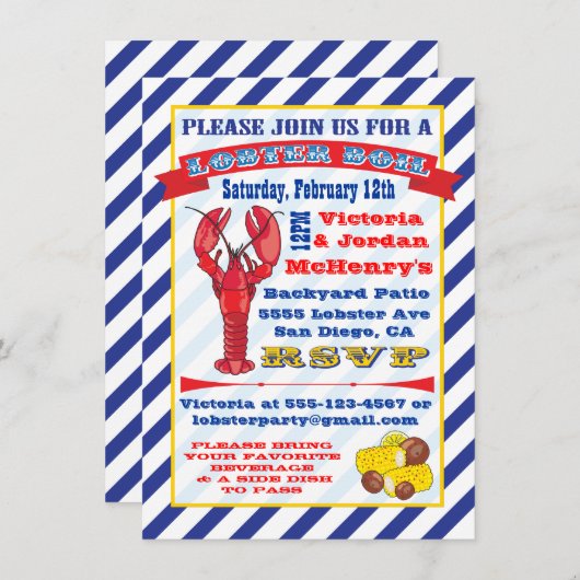 Invitations à ébullition du homard (Devant / Derrière)