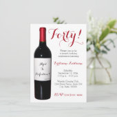 Invitations à la bouteille de vin 40e anniversaire (Debout devant)