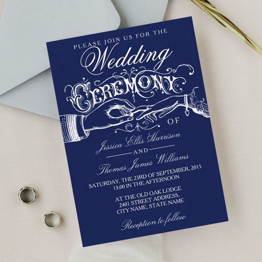 Invitations à la cérémonie de Mariage blanc et mar