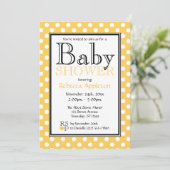 Invitations à la douche à bébé jaune Polka Dot (Debout devant)