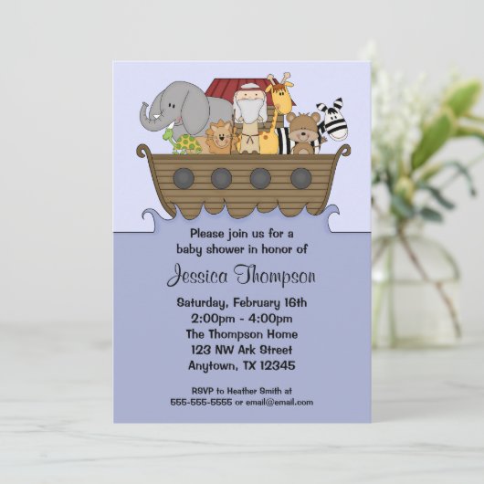 Invitations à la douche bébé Ark de Noah (Debout devant)