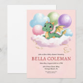 invitations à la douche bébé dragon mignonne (Devant / Derrière)