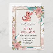 invitations à la douche bébé dragon mignonne (Devant / Derrière)
