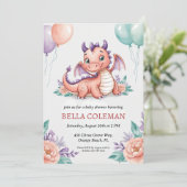 invitations à la douche bébé dragon mignonne (Debout devant)