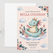 invitations à la douche bébé dragon mignonne (Devant / Derrière)