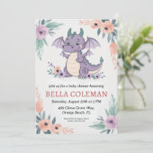 invitations à la douche bébé dragon mignonne (Debout devant)