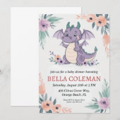 invitations à la douche bébé dragon mignonne (Devant / Derrière)