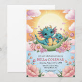 invitations à la douche bébé dragon mignonne (Devant / Derrière)