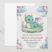 invitations à la douche bébé dragon mignonne (Devant / Derrière)