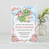 invitations à la douche bébé dragon mignonne (Debout devant)
