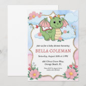invitations à la douche bébé dragon mignonne (Devant / Derrière)
