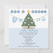 Invitations à la douche Bleue Noël (Devant)