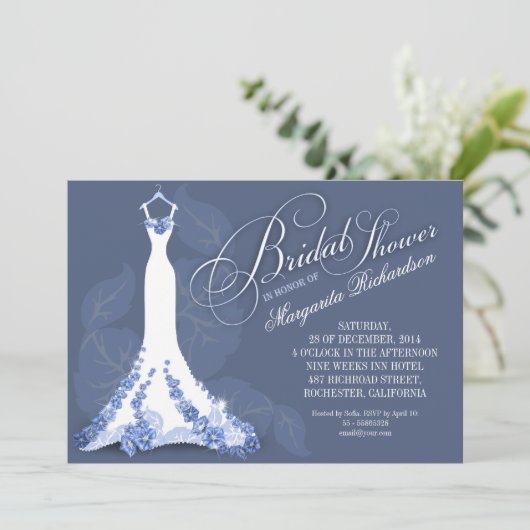 invitations à la douche nuptiale avec robe mariage (Debout devant)