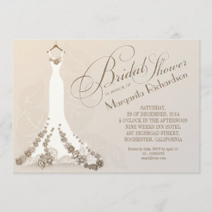 invitations à la douche nuptiale avec robe mariage