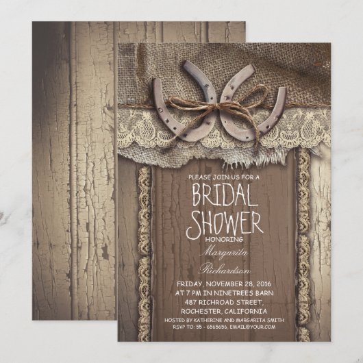 invitations à la douche nuptiale vintage (Devant / Derrière)