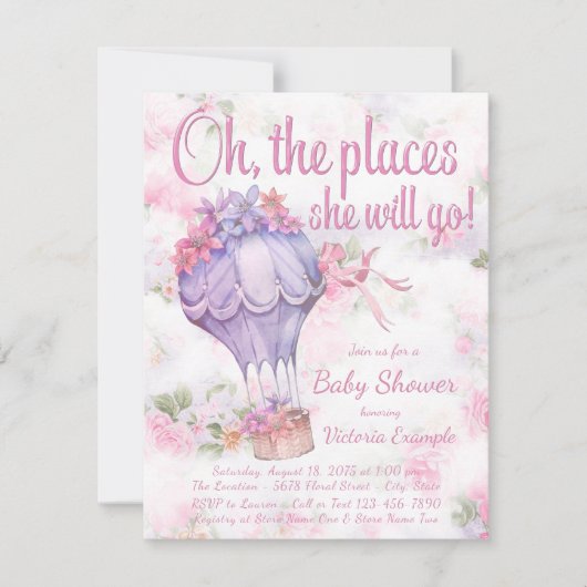 Invitations à la douche pour bébé avec ballon à ai (Devant)