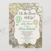 Invitations à la douche pour bébé garçon à ballon  (Devant / Derrière)