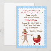 Invitations à la douche pour bébés au singe de soi (Devant / Derrière)