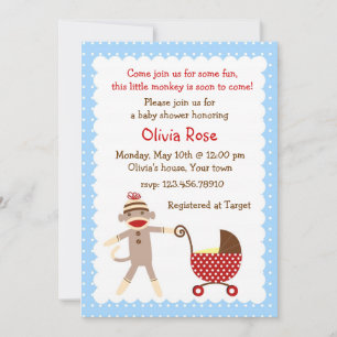 Invitations à la douche pour bébés au singe de soi