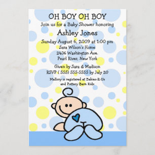 Invitations à la douche pour bébés de mignons Oh B