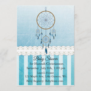 Invitations à la douche pour bébés Dreamcatcher Bl