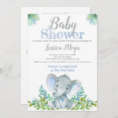 Invitations à la douche pour bébés éléphant (Devant / Derrière)