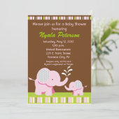 Invitations à la douche pour bébés éléphant - Jeun (Debout devant)