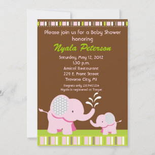 Invitations à la douche pour bébés éléphant - Jeun