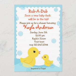 Invitations à la douche pour bébés en caoutchouc