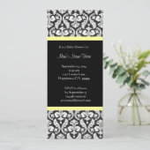 Invitations à la douche pour bébés jaune blanc noi (Debout devant)