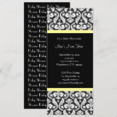 Invitations à la douche pour bébés jaune blanc noi (Devant / Derrière)