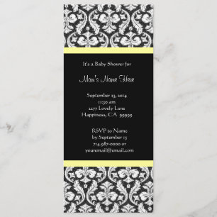 Invitations à la douche pour bébés jaune blanc noi