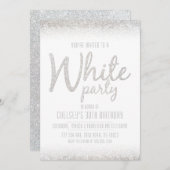 Invitations à la fête blanche Parties scintillant (Devant / Derrière)