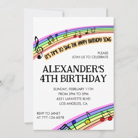 Invitations à la fête couleur rainbow fun enfants  (Devant)