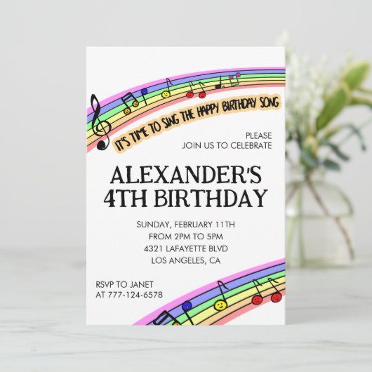 Invitations à la fête couleur rainbow fun enfants  (Debout devant)