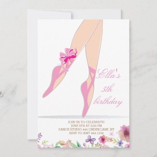 Invitations à la fête d'anniversaire Ballerina Pin (Devant)