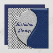 Invitations à la fête d'anniversaire Blue and Silv (Devant / Derrière)